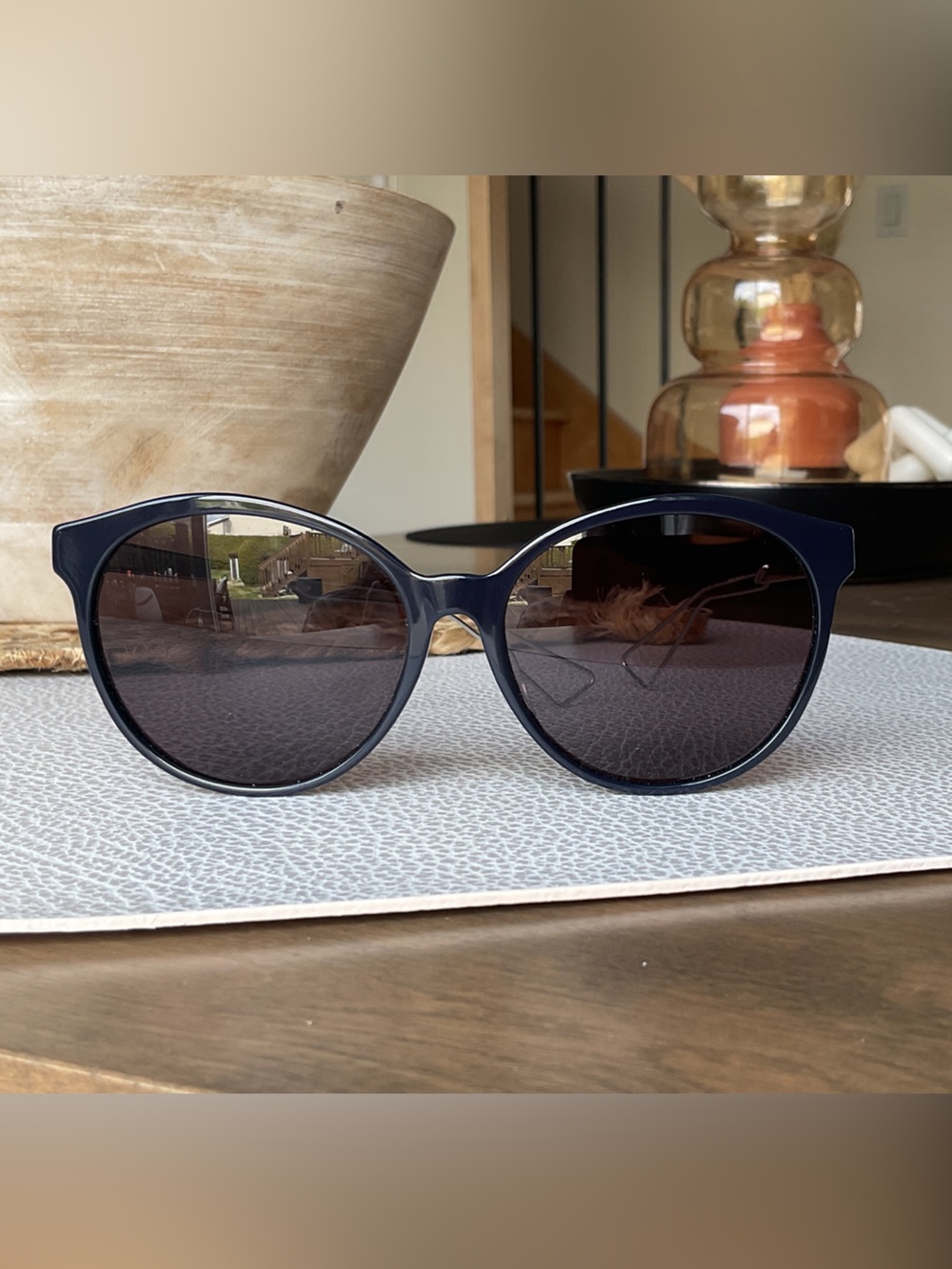 Dior Navy Round Cat-Eye Sunglasses